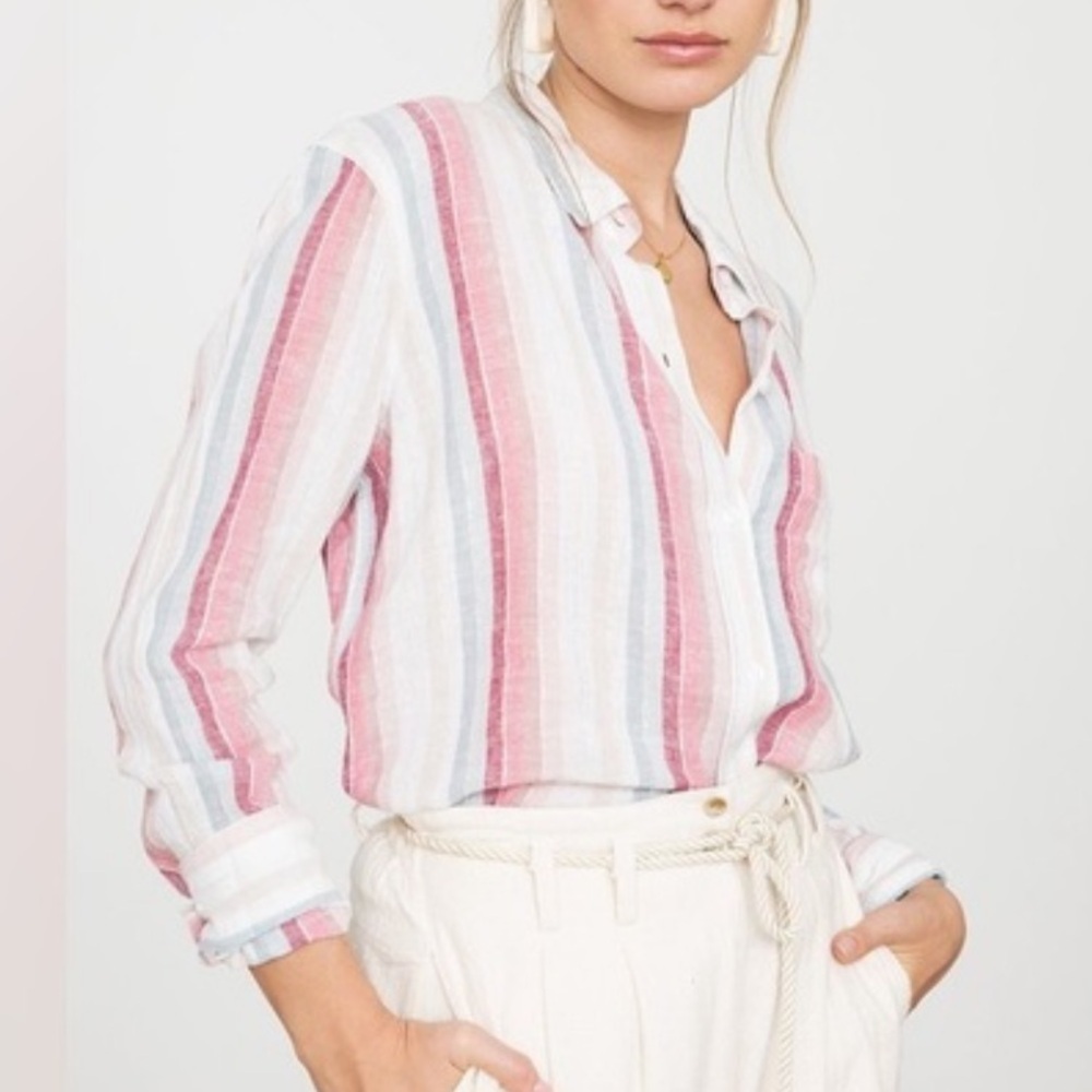 Rails Charli Button Down Top Tropic Metallic Stri… - image 1